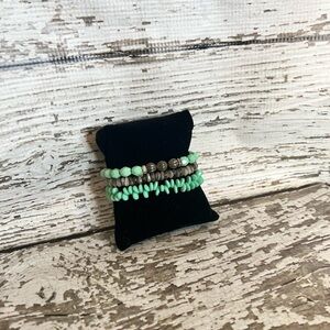 Turquoise and Silver Beaded Bracelet Set